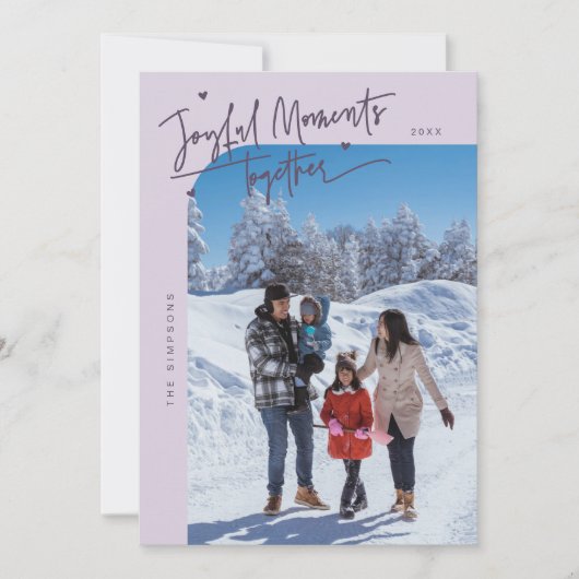 Vrolijke momenten samen Paarse kerstfoto Feestdagenkaart (Voorkant)