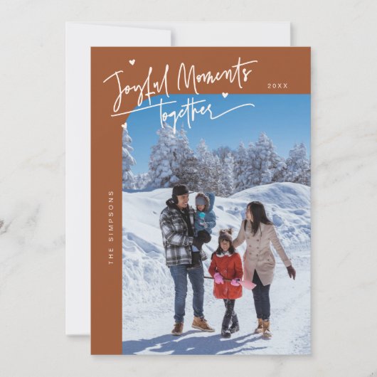 Vrolijke momenten samen Terracotta Kerstfoto Feestdagenkaart (Voorkant)