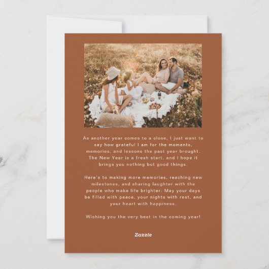 Vrolijke momenten samen Terracotta Kerstfoto Feestdagenkaart (Achterkant)