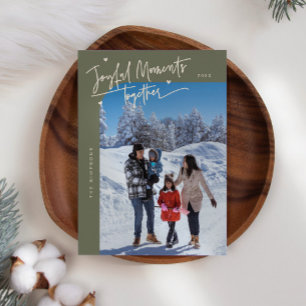 Vrolijke momenten samen Wijze Kerstfoto Feestdagenkaart
