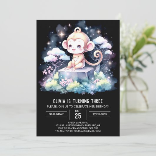 Vrolijke Monkey Birthday Kaart (Staand voorkant)