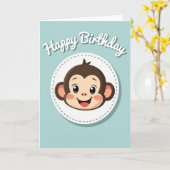 Vrolijke Monkey Kunstkaart Kaart (Gele Bloem)