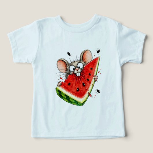 Vrolijke muis eet watermeloen (Design voorkant)