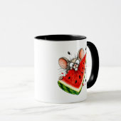 Vrolijke muis eet watermeloen mok (Voorkant rechts)