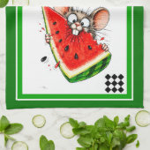 Vrolijke muis eet watermeloen theedoek (Gevouwen)