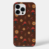 Vrolijke Mushroom Natuur Lover Pattern (Bruin) iPhone Hoesje (Achterkant)
