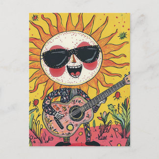 Vrolijke musical Sunshine op gitaar Briefkaart
