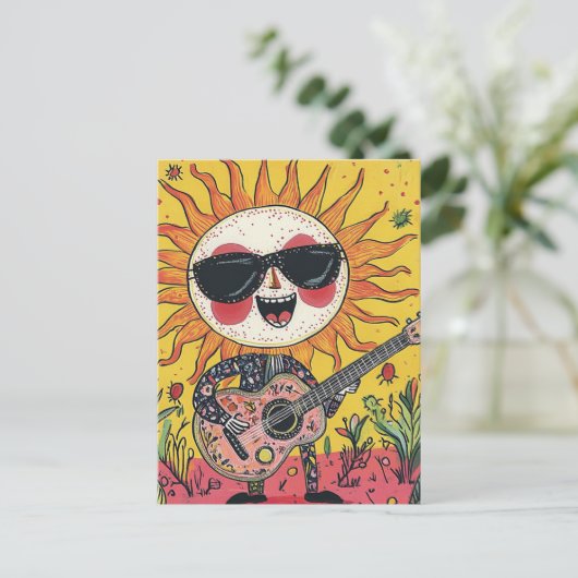 Vrolijke musical Sunshine op gitaar Briefkaart (Staand voorkant)