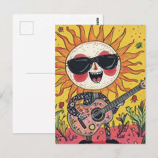 Vrolijke musical Sunshine op gitaar Briefkaart (Voorkant / Achterkant)