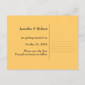 Vrolijke Navy Blue Zonnebloem Save the Date Aankondigingskaart (Achterkant)