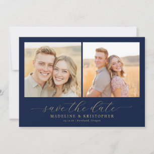 Vrolijke Navy Huidige Foto Collage Save The Date