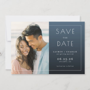 Vrolijke Navy Minimalistische Foto Save The Date