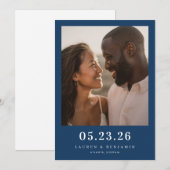 Vrolijke Navy Romantische Foto Save The Date (Voorkant / Achterkant)
