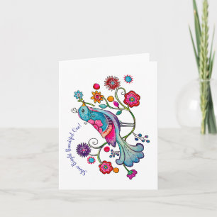 Vrolijke notecard heldere levendige vogel kaart