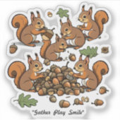 "Vrolijke Nut Gathering Eekhoorns" Sticker (Voorkant)