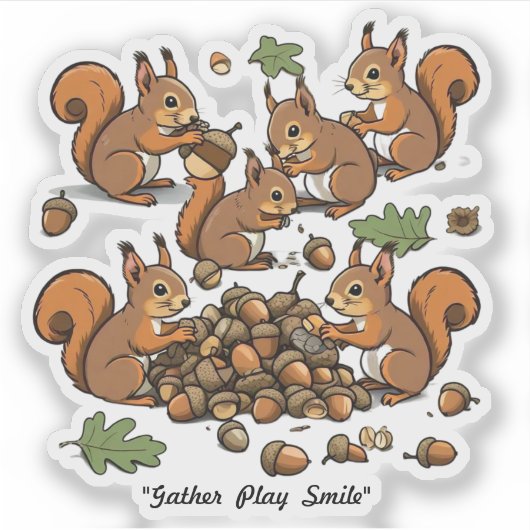 "Vrolijke Nut Gathering Eekhoorns" Sticker (Voorkant)