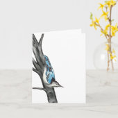 Vrolijke Nuthatch Gevouwen Note Kaart (Gele Bloem)