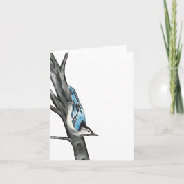 Vrolijke Nuthatch Gevouwen Note Kaart