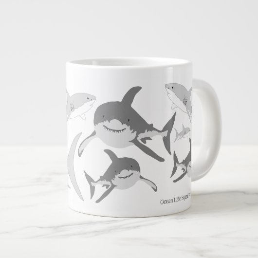 Vrolijke Ocean Sharks Art Grote Koffiekop (Voorkant rechts)