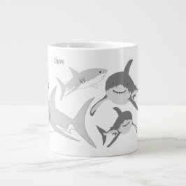 Vrolijke Ocean Sharks Art Grote Koffiekop