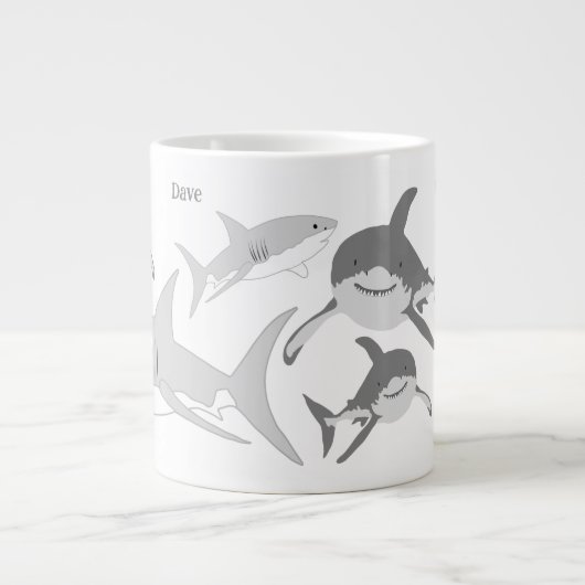 Vrolijke Ocean Sharks Art Grote Koffiekop (Voorkant)