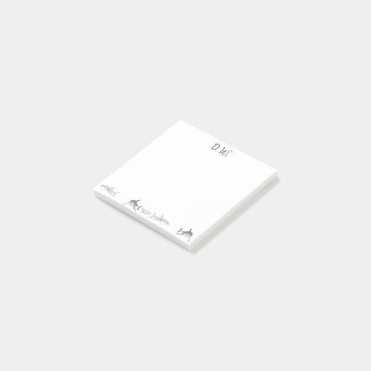 Vrolijke Ocean Sharks Art Post-it® Notes (Schuin)