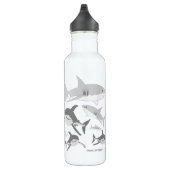 Vrolijke Ocean Sharks Art Waterfles (Rechts)