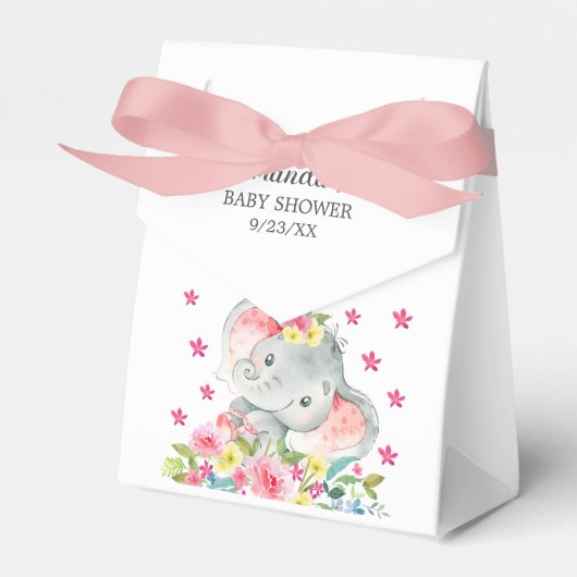 Vrolijke Olifant Baby shower Favor Box Bedankdoosjes (Voorkant Zijde)