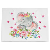 Vrolijke olifant Baby shower geschenktas Groot Cadeauzakje (Voorkant)