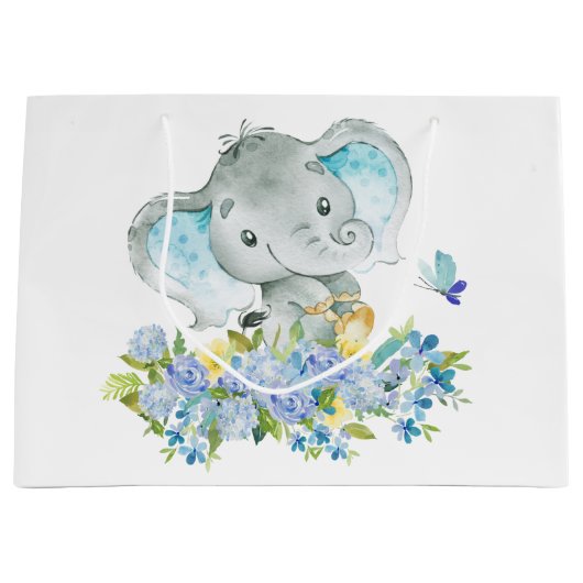 Vrolijke olifant Baby shower geschenktas Groot Cadeauzakje (Voorkant)