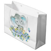Vrolijke olifant Baby shower geschenktas Groot Cadeauzakje (Voorkant Gekanteld)