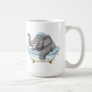 Vrolijke olifant die een bubbelbad neemt koffiemok