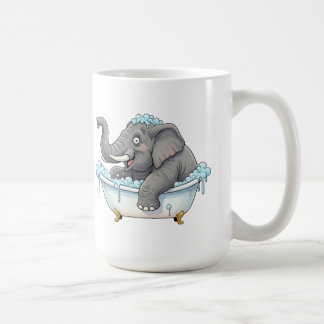 Vrolijke olifant die een bubbelbad neemt koffiemok