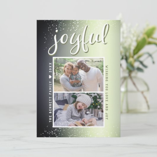 Vrolijke Olijf Groene Kerstmis 2 Fotocollage Feestdagenkaart (Staand voorkant)