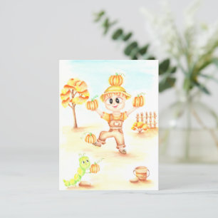 Vrolijke oogst kleine gember jongen briefkaart