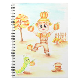 Vrolijke oogst kleine gember jongen notitieboek