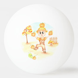 Vrolijke oogst kleine gember jongen pingpongbal