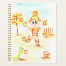 Vrolijke oogst kleine gember jongen planner