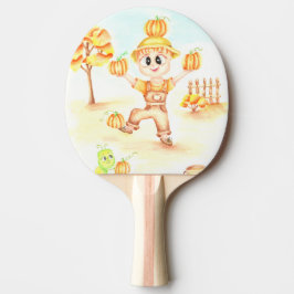 Vrolijke oogst kleine gember jongen tafeltennisbatje
