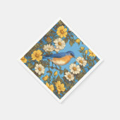 Vrolijke Oosterse Blauwvogel Gele en Witte Bloemen Servet (Hoek)