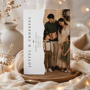 Vrolijke & Opgewekte Gescheurde Rand Kerst Familie Feestdagenkaart
