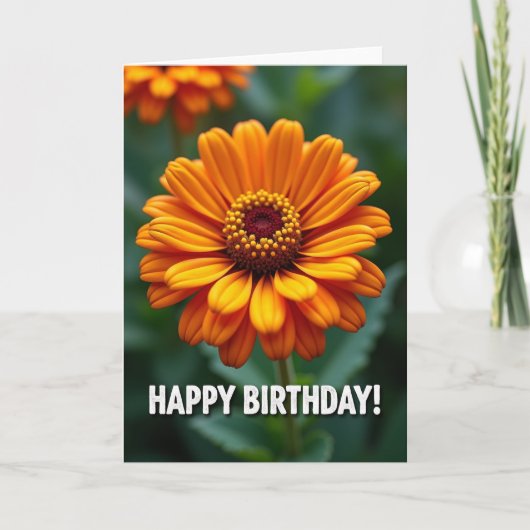 Vrolijke Oranje Bloem Kaart (Voorkant)