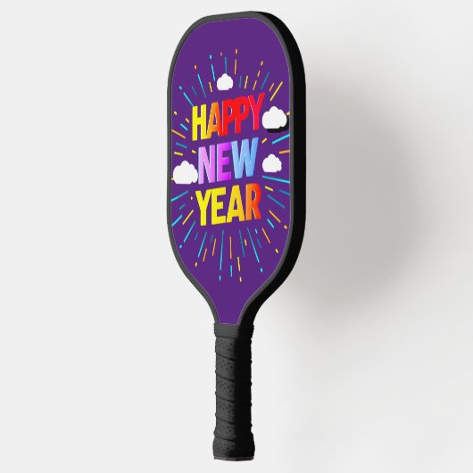 Vrolijke Oudejaarsavond Kunst: Feestelijk en Geluk Pickleball Paddle (Links)