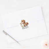 Vrolijke Paard Holding Blooms Dank u Ronde Sticker (Envelop)