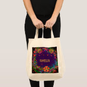 Vrolijke Paarse Floral Inspirivity Canvas tas (Voorkant (product))
