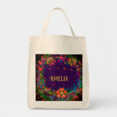 Vrolijke Paarse Floral Inspirivity Canvas tas (Voorkant)