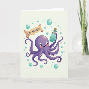 Vrolijke Paarse Octopus Kaart