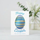 Vrolijke paasBriefkaarten met blauwe paaseieren Feestdagenkaart (Staand voorkant)