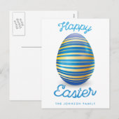 Vrolijke paasBriefkaarten met blauwe paaseieren Feestdagenkaart (Voorkant / Achterkant)