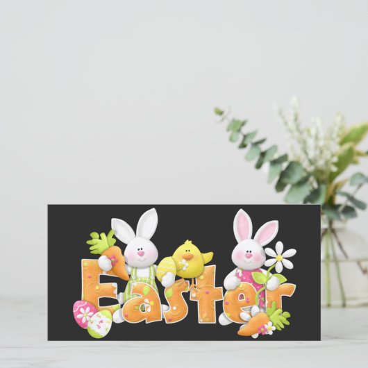 Vrolijke paasbundels met een goede achtergrond feestdagenkaart (Staand voorkant)